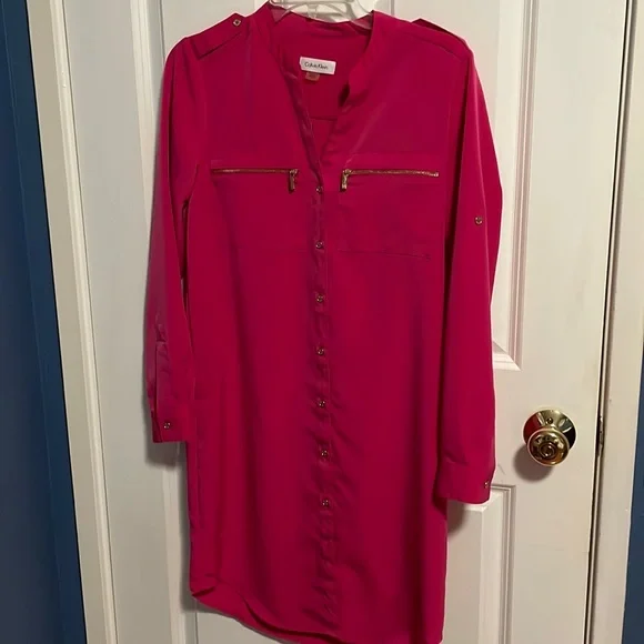 Calvin Klein | Dresses | Calvin Klein Pink Button Down Shirt Dress |  Poshmark